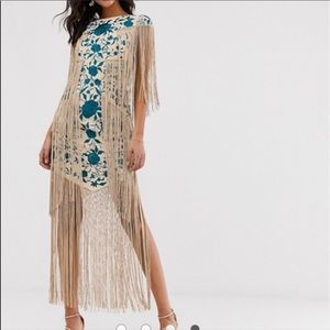 ASOS fringe embroidered dress